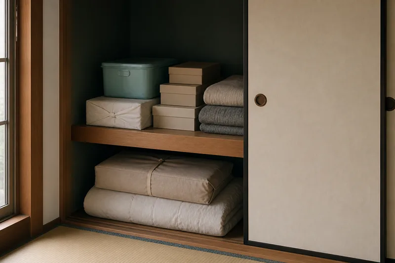 押入れの一角にたたんで収められた備え